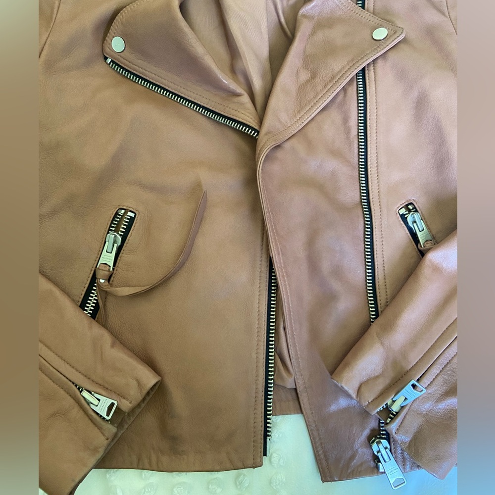 Allsaints Dalby Leather Pink Jacket - Picture 3 of 8